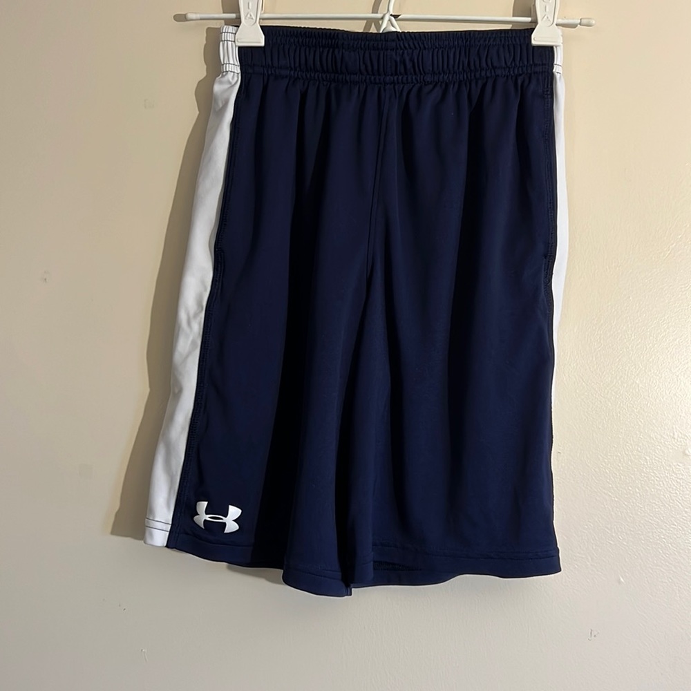 Under armour shorts - blue and white - youth medium